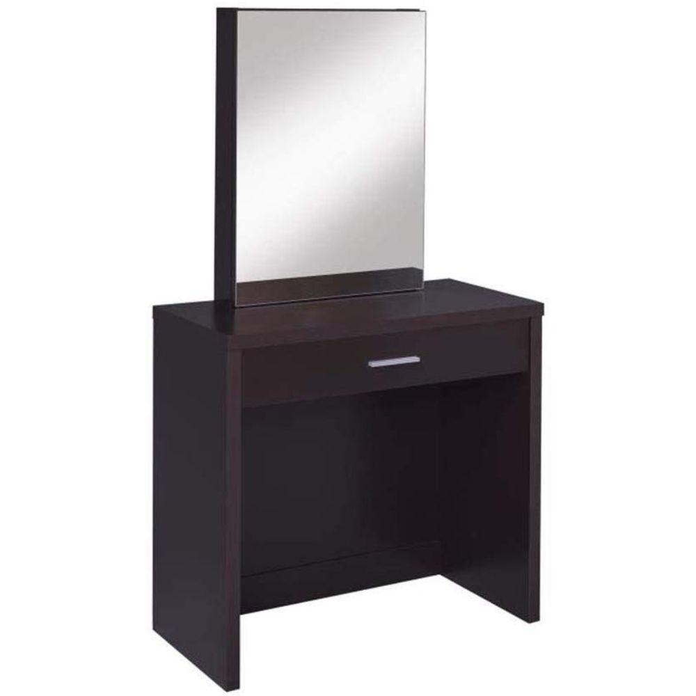 Benjara Stylish 2 Piece Brown Vanity Set With Hidden Mirror Storage And Lift Top Stool Bm69565 The Home Depot