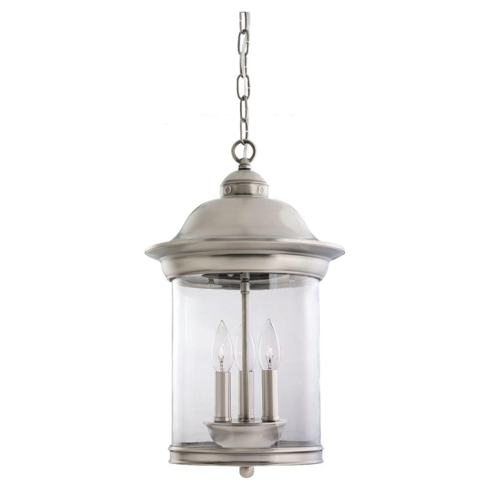 Sea Gull Lighting Hermitage 3 Light Antique Brushed Nickel Outdoor Hanging Pendant