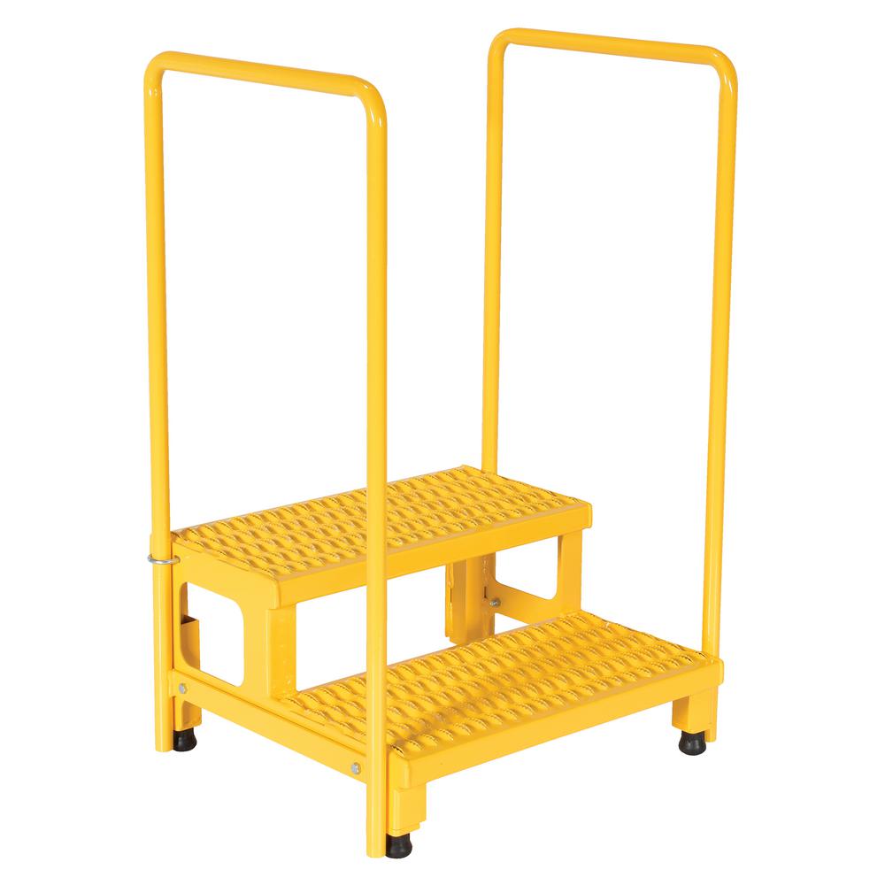 Vestil 24 inch x 23 inch 2-Step Adjustable Step Stand with Rail by Vestil