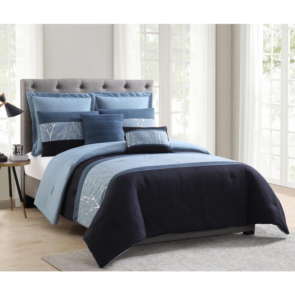 Morgan Home Madison Blue And Silver Foil Embellished King
