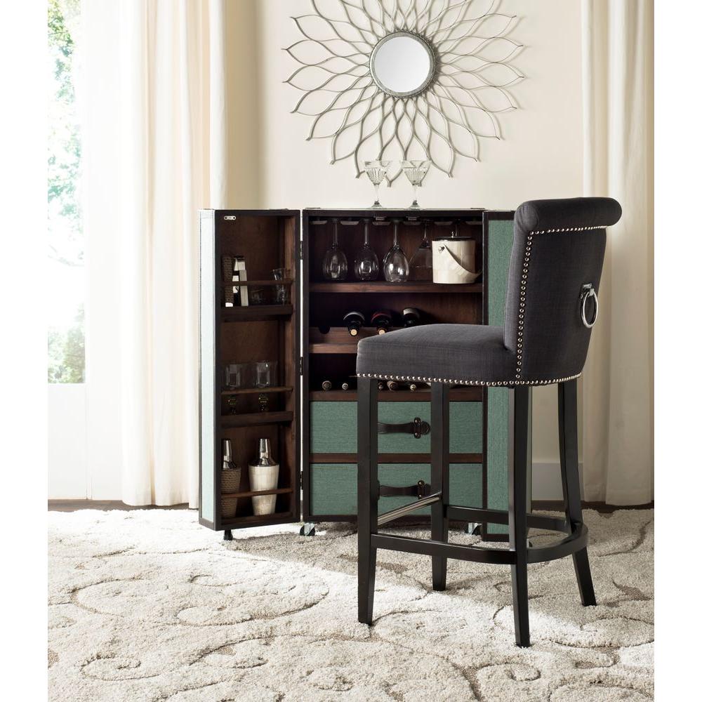Safavieh Addo 29 7 In Charcoal Cushioned Bar Stool Hud8242a The Addo 29 7 In Charcoal Cushioned Bar Stool Safavieh