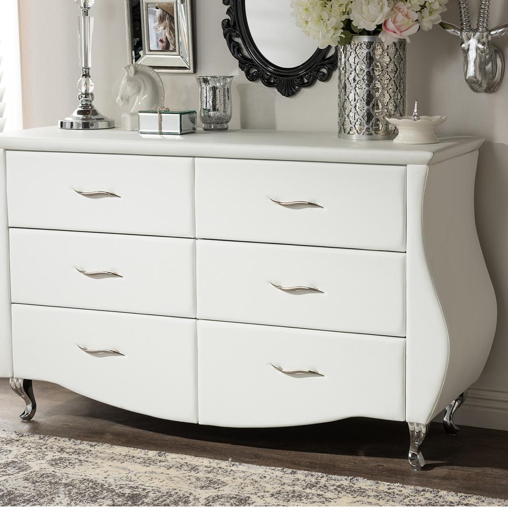 Baxton Studio Erin 6 Drawer White Dresser 28862 6439 Hd The Home