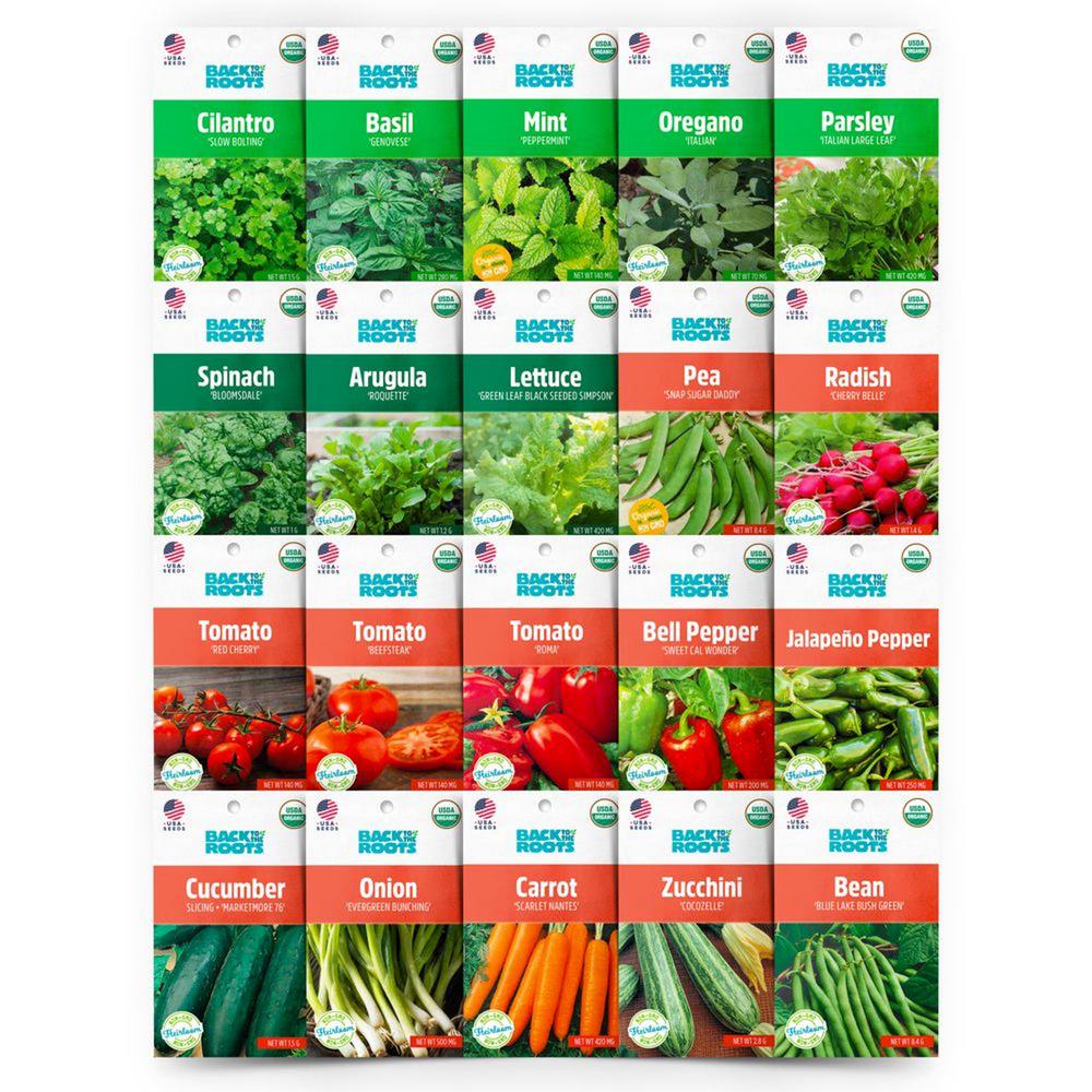 Back to the Roots 20pk Organic USA Herbs and Vegetable Seeds