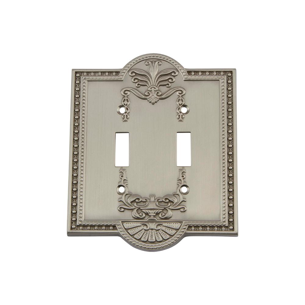 Nickel Switch Plates Wall The Home Depot Meadows Switch Plate With Double Toggle In Satin Nickel