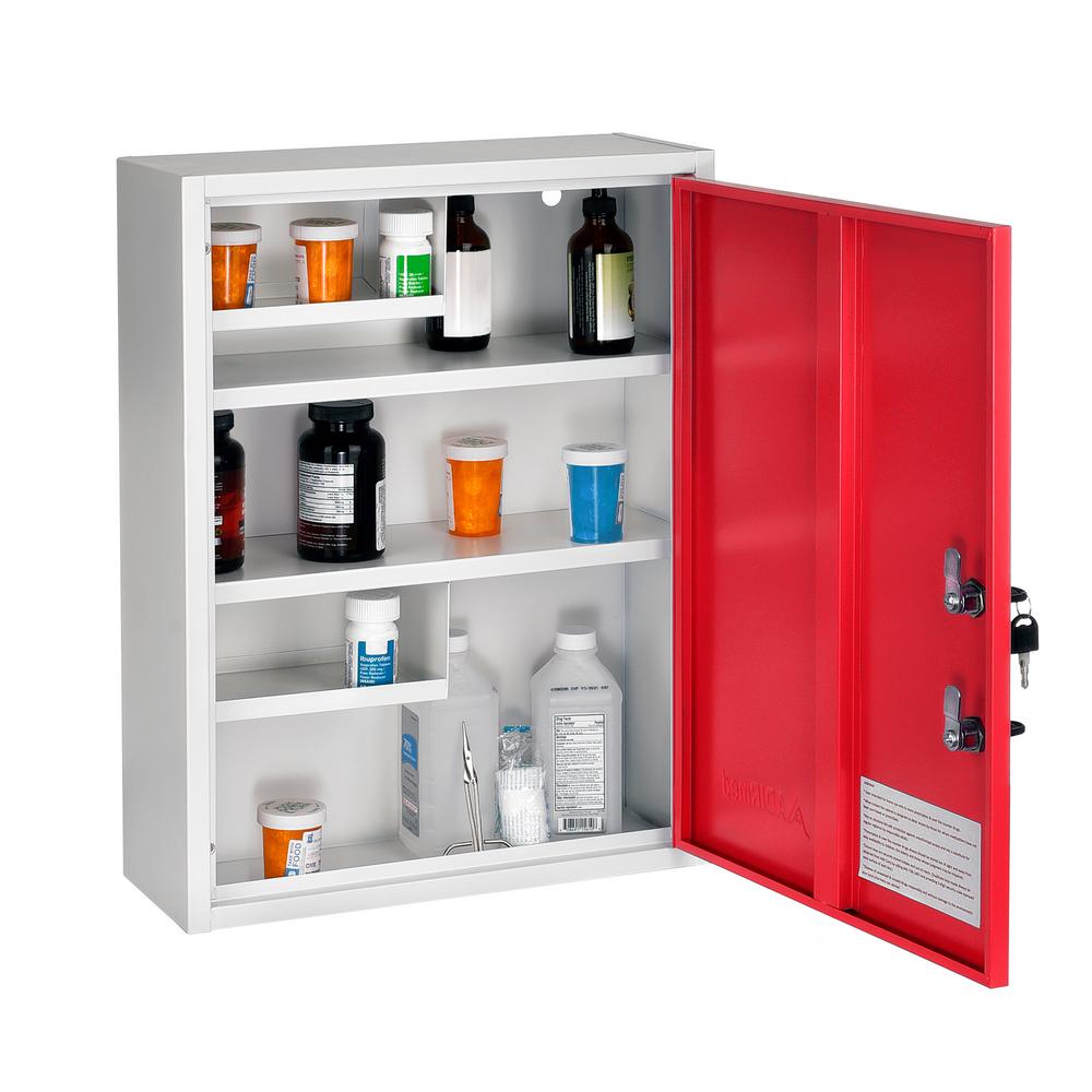 AdirMed 21 in. H x 16 in. W x 6 in. D Large Dual Lock Surface-Mount Medical  Security Cabinet in Red-999-04-RED - The Home Depot