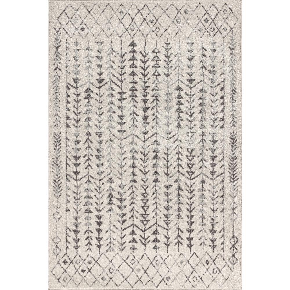 Ziri Moroccan Geometric Cream/Gray 4 ft. x 6 ft. Area Rug