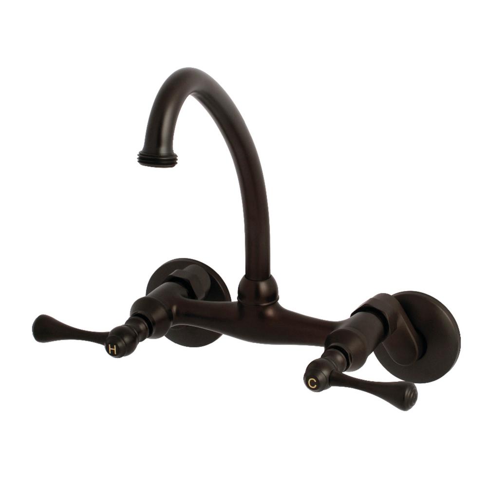 Kingston Brass Kingston Adjustable Center 2Handle WallMount Laundry Faucet in Oil Rubbed