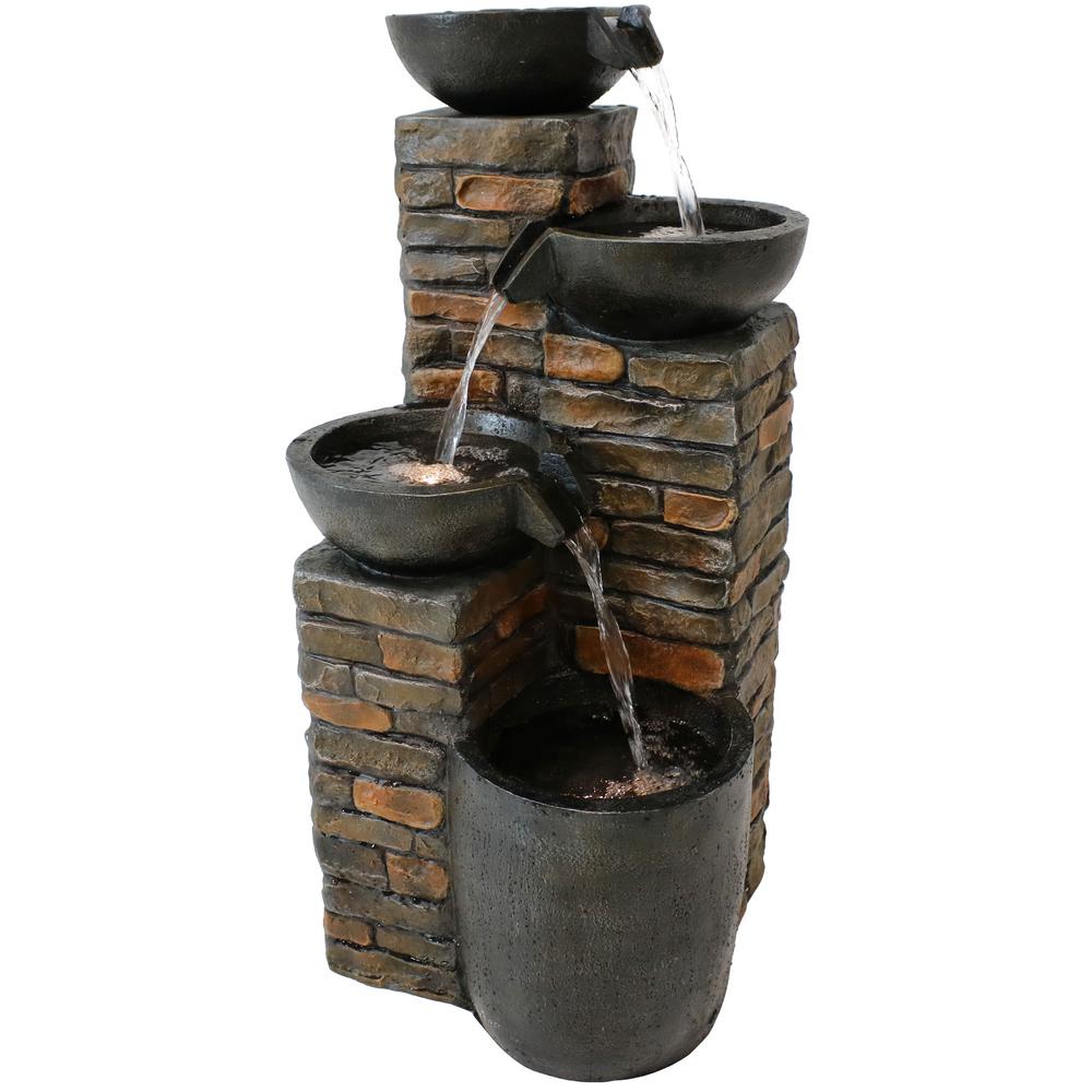 Sunnydaze Decor 34 In Staggered Bowls Tiered Outdoor Water