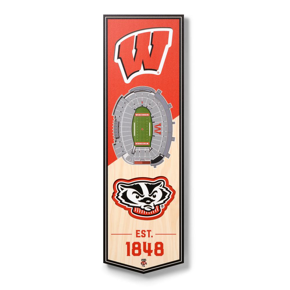 YouTheFan NCAA Wisconsin Badgers 6 in. x 19 in. 3D Stadium