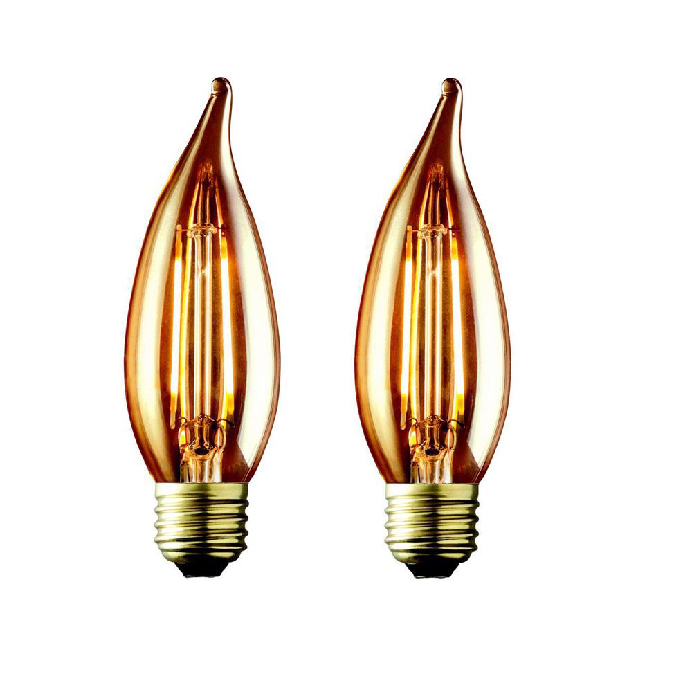 Candle E26 Wet Rated And Outdoor Safe Light Bulbs Lighting 40w Equivalent Warm White Ca10 Amber Lens Vintage Candelabra Flame Tip Dimmable Led Light Bulb