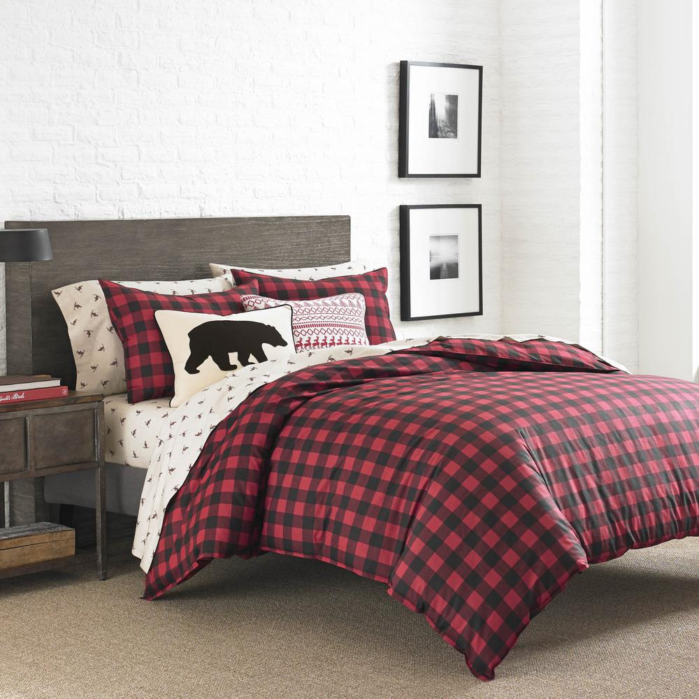 Eddie Bauer Mountain 3 Piece Scarlet Full Queen Duvet Cover Set