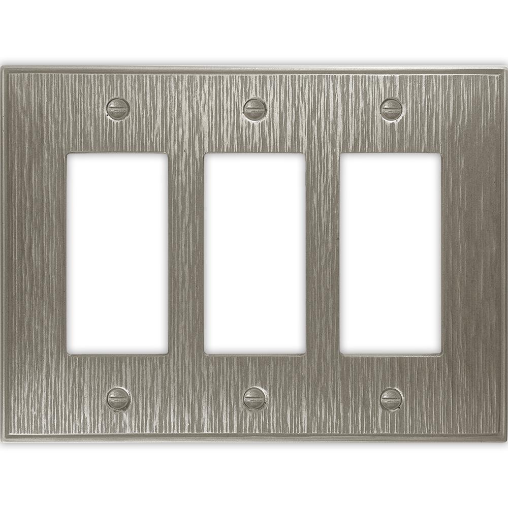 Hampton Bay Pearson Twill 3Gang Decor Wall Plate, Brushed Nickel