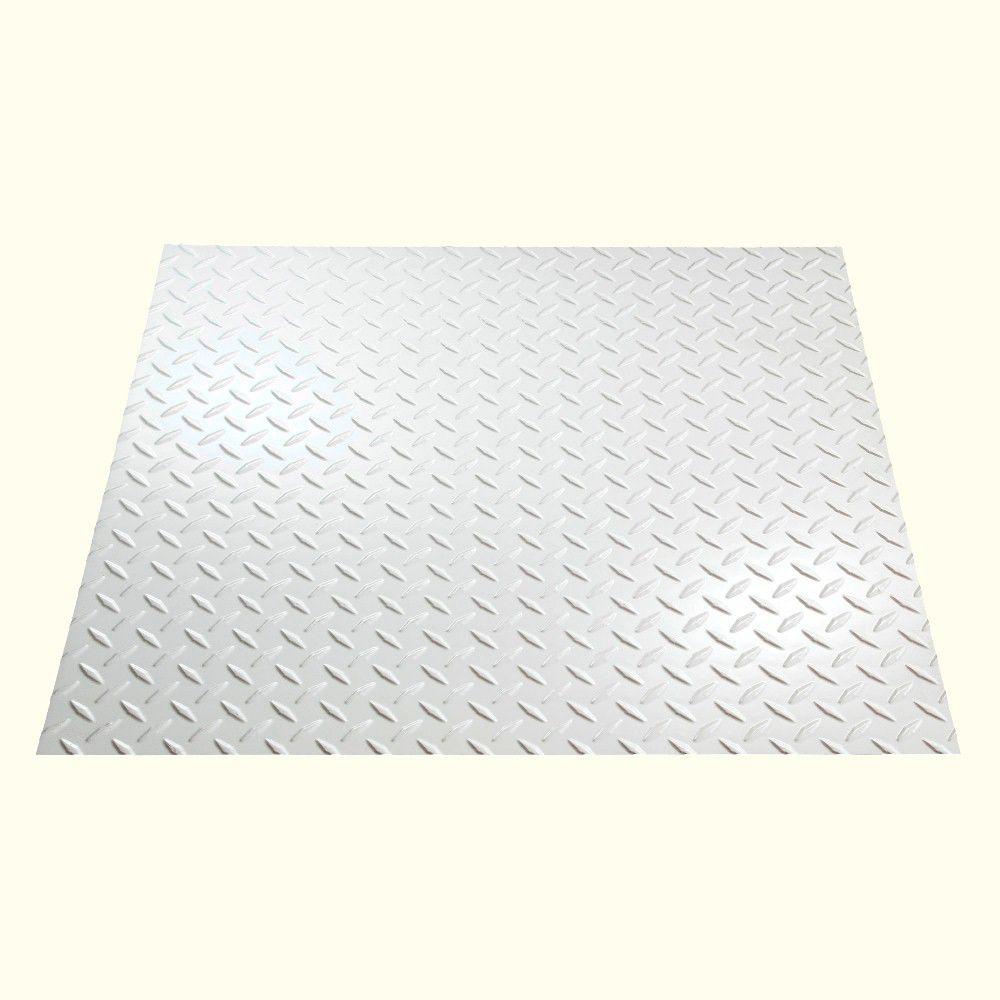 Fasade Diamond Plate 2 Ft X 2 Ft Revealed Edge Vinyl Lay In Ceiling Tile In Gloss White