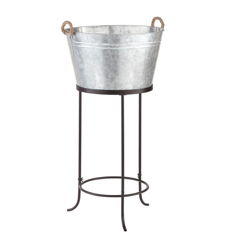 Hampton Bay 32 in. Galvanized Metal Ice Bucket with StandHD19133L