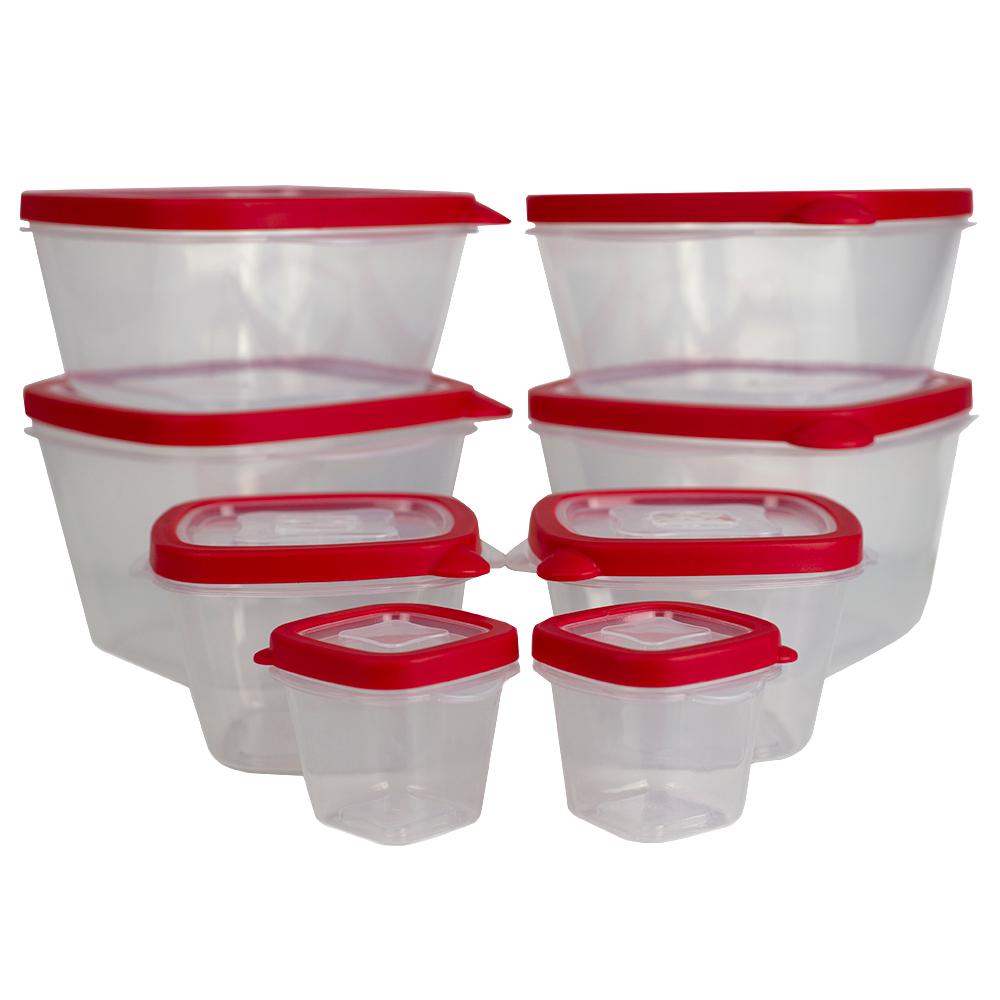 16 Piece Plastic Food Storage Container Set With Vented