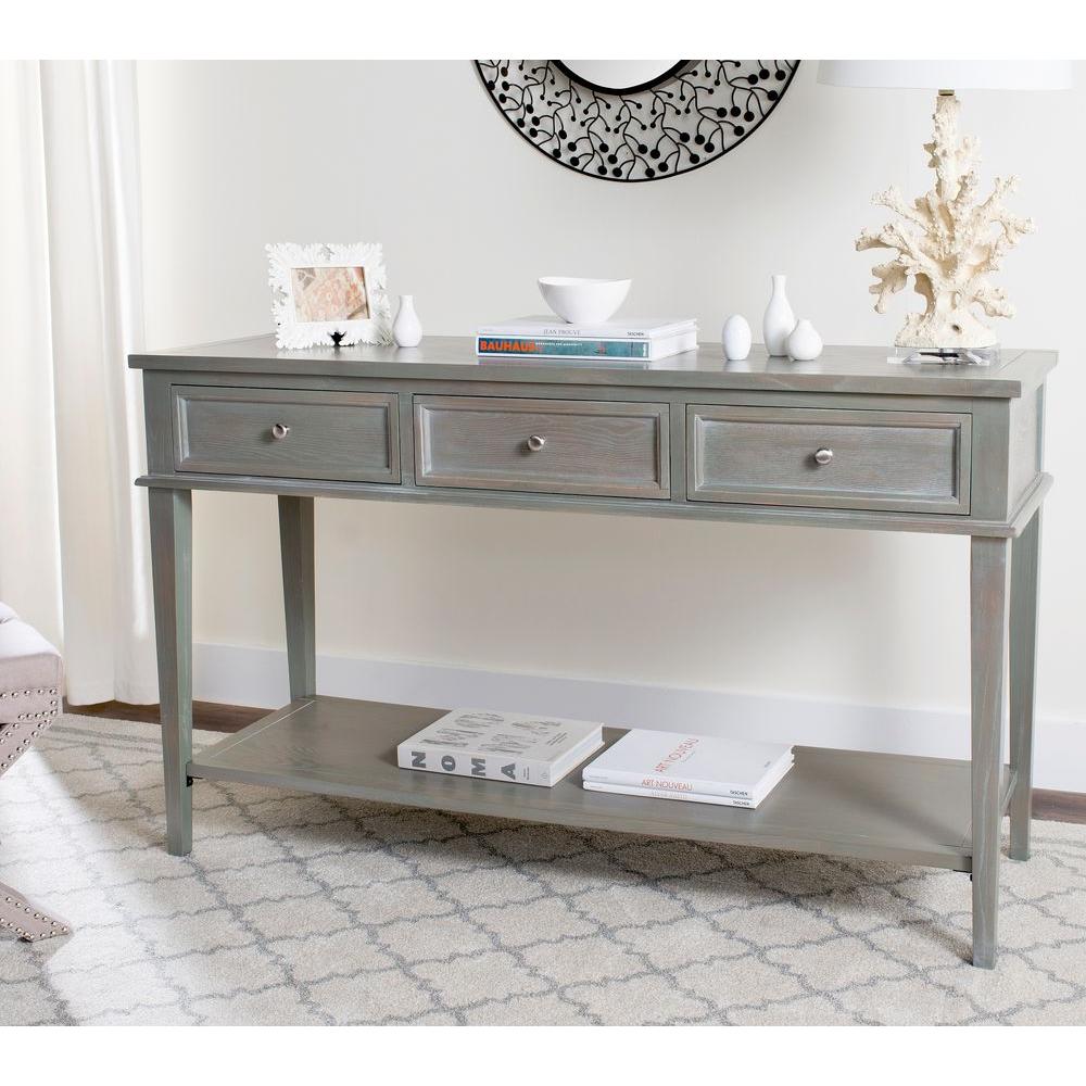 Safavieh Manelin Ash Gray Storage Console Table Amh6641c The Home Safavieh Manelin Ash Gray Storage Console Table Amh6641c The Home Depot