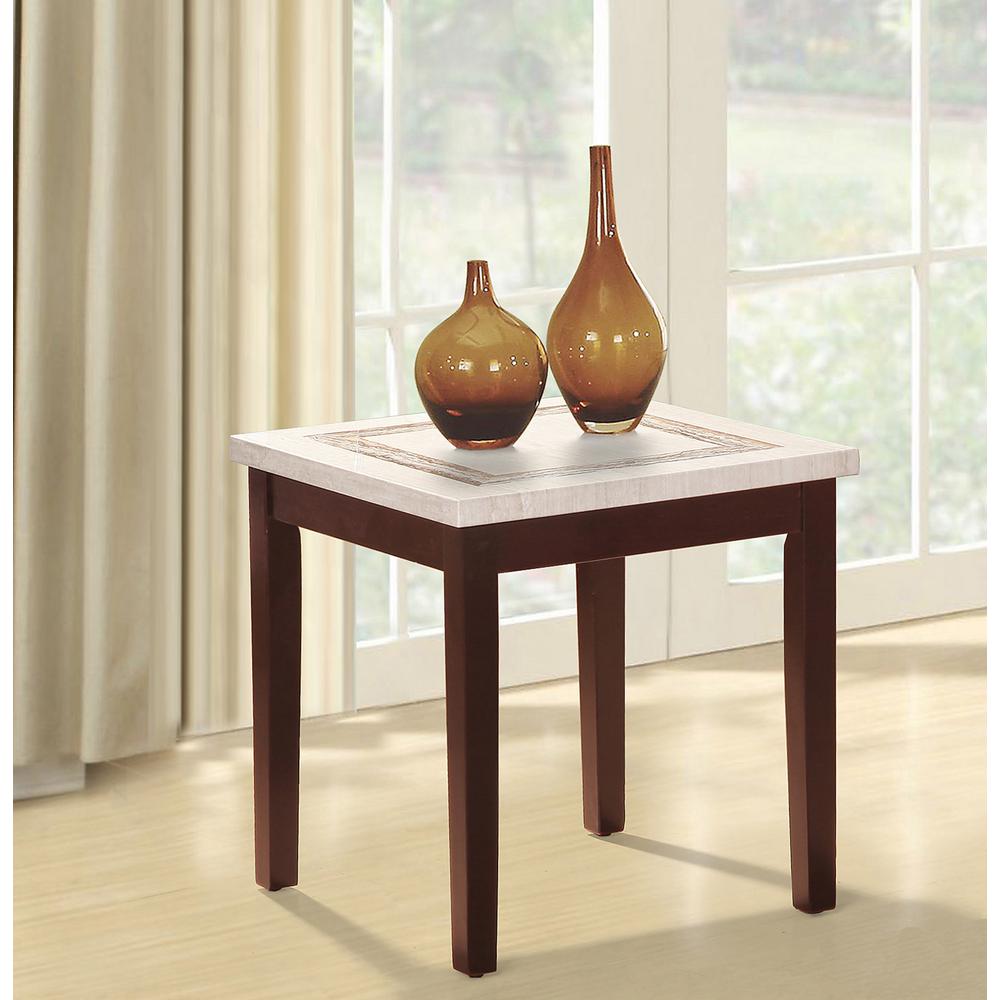 ORE 29.5 in. Ivory Knox Faux Marbelized Granite End Table TS611 The Home Depot