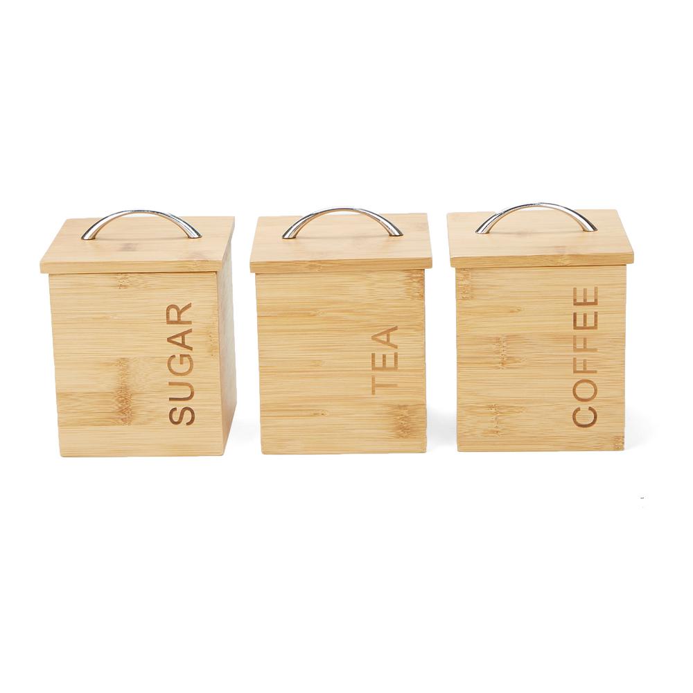 Mind Reader 3 Piece Bamboo Canister Set Storage Containers Brown Mind Reader 3 Piece Bamboo Canister Set