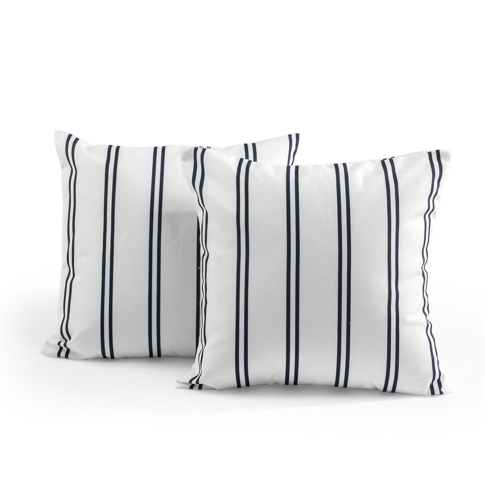 Zinus Tecoria Navy Candy Stripe Outdoor Square Throw ...