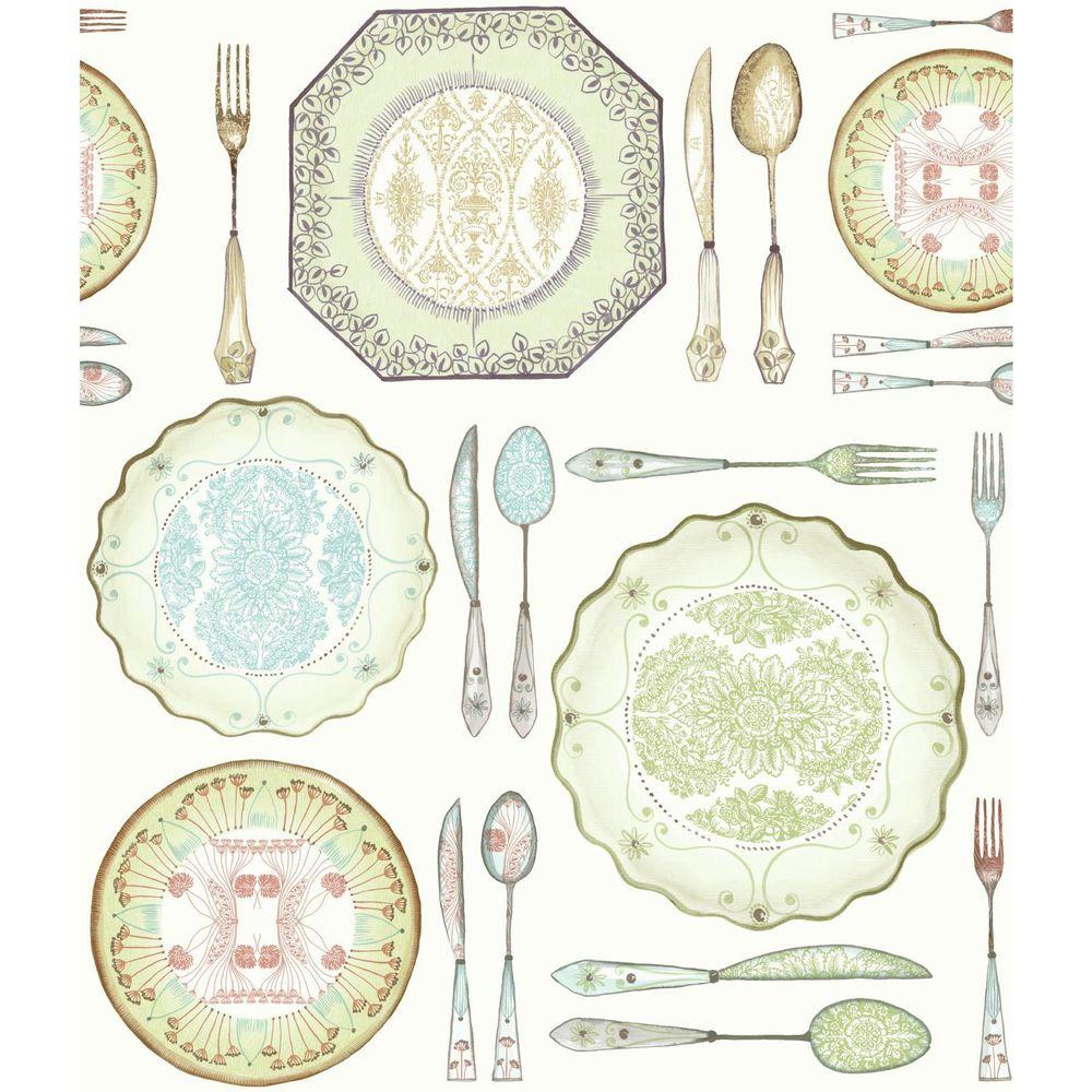 York Wallcoverings American Classics Dinnerware WallpaperAM8734 The