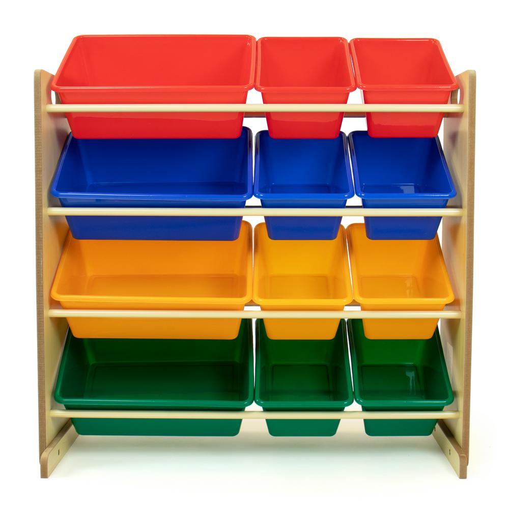 Tot Tutors Primary Natural Toy Storage Organizer With 12 Plastic