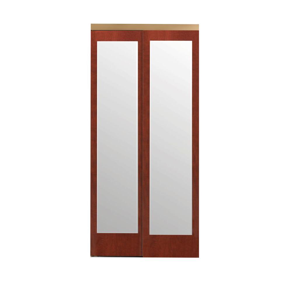 Impact Plus 72 in. x 80 in. Beveled Edge Backed Mirror Aluminum Frame Interior Closet Sliding