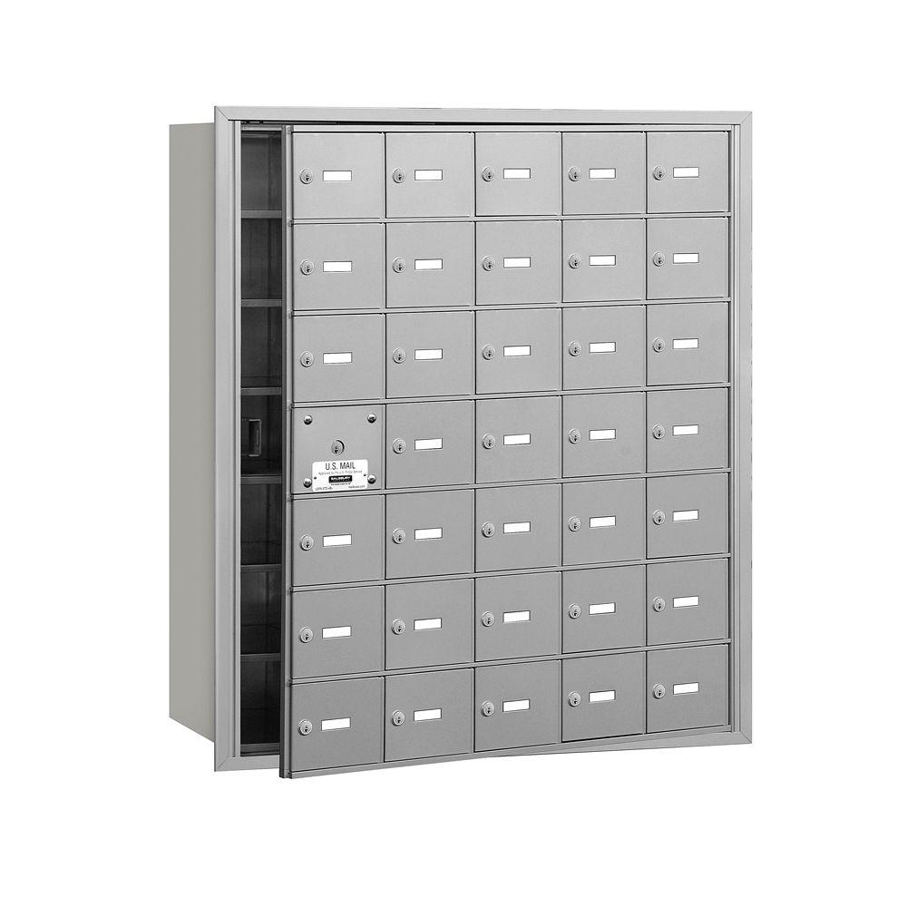 Salsbury Industries 3600 Series Aluminum Private Front Loading 4B Plus Horizontal Mailbox with