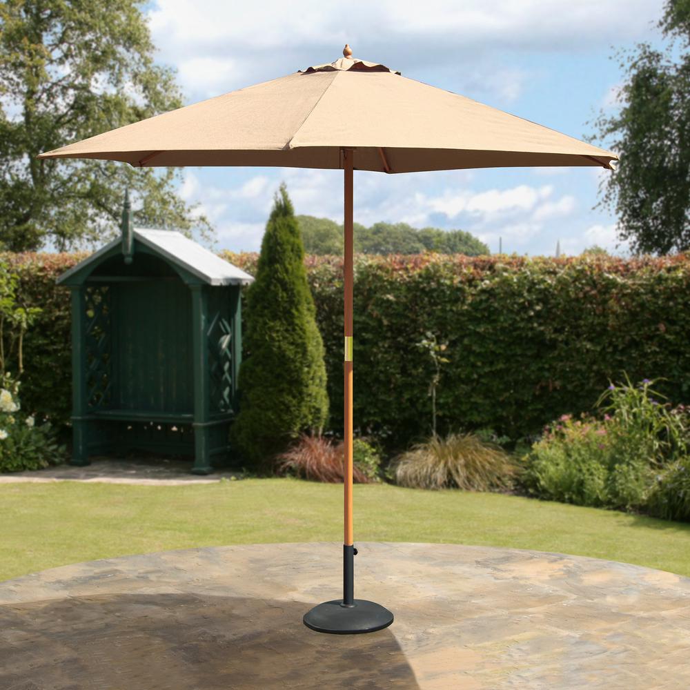 Suntime Outdoor Living 9 Ft Wooden Market Parasol Outdoor Umbrella In Ecru 1 Piece Pg00880usa The Home Depot