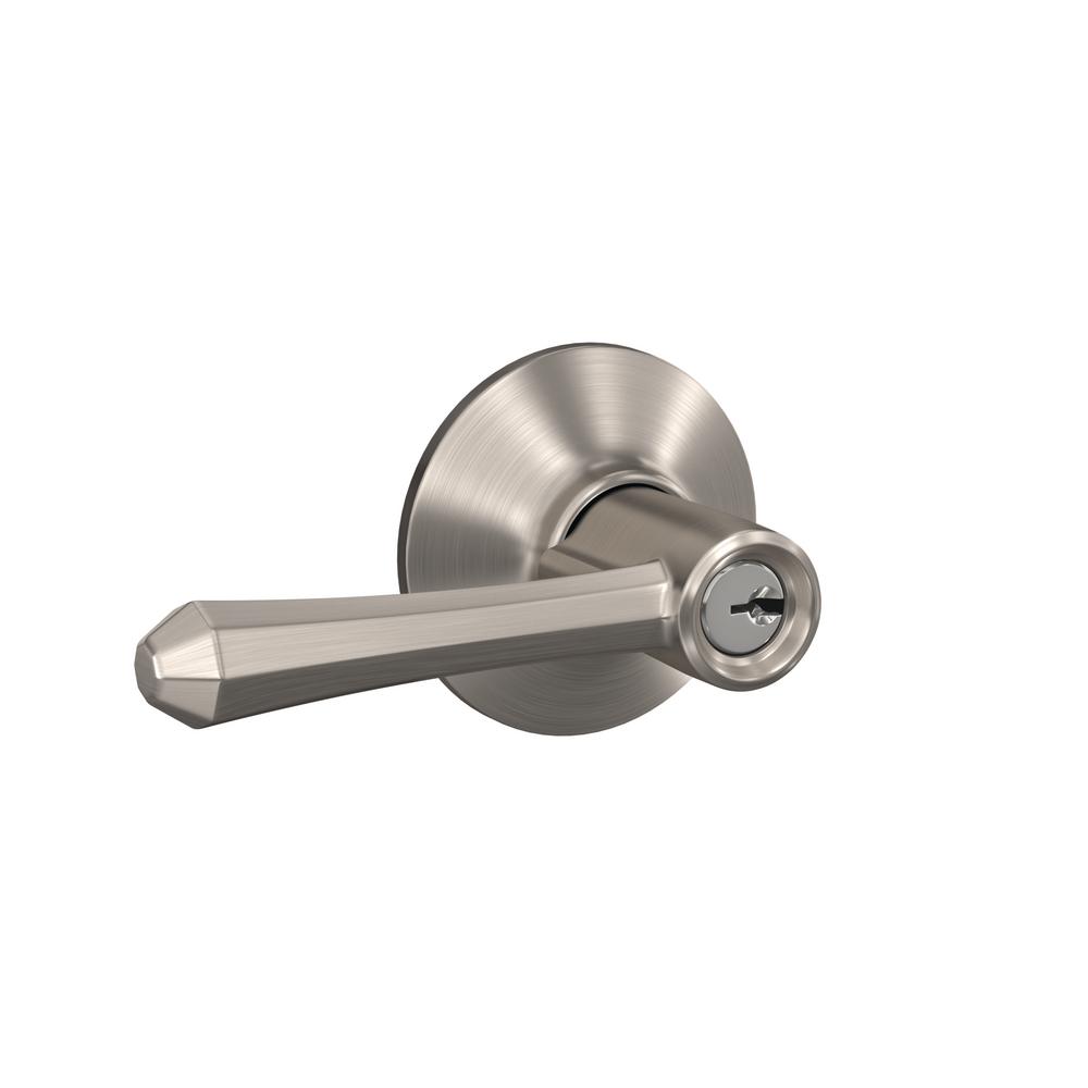 Schlage Custom Dempsey Satin Nickel Plymouth Trim Keyed Door LeverF51A DMP 619 PLY The Home Depot