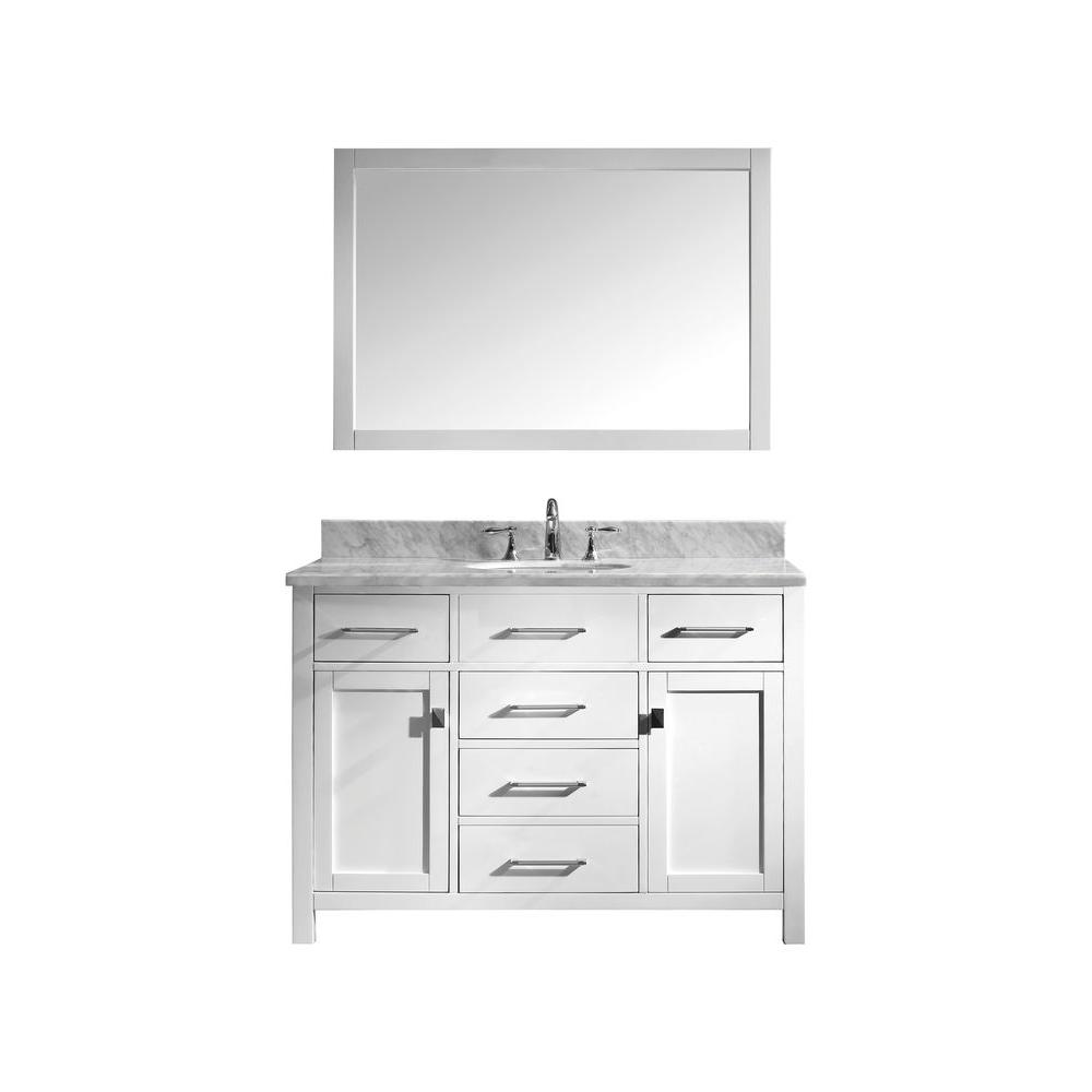 Virtu USA Caroline 49 in. W Bath Vanity in White with Marble Vanity Top