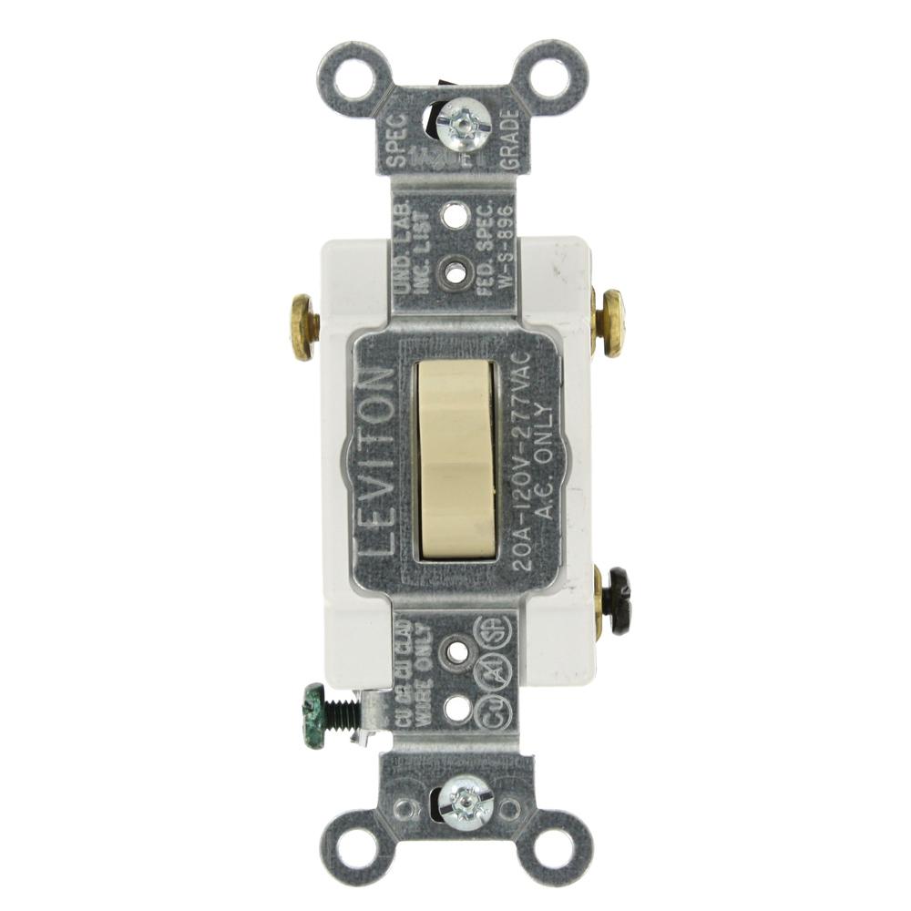 Leviton 20 Amp 120 277-volt Heavy Duty 3-way Ac Quiet Toggle Switch Ivory-1223-si