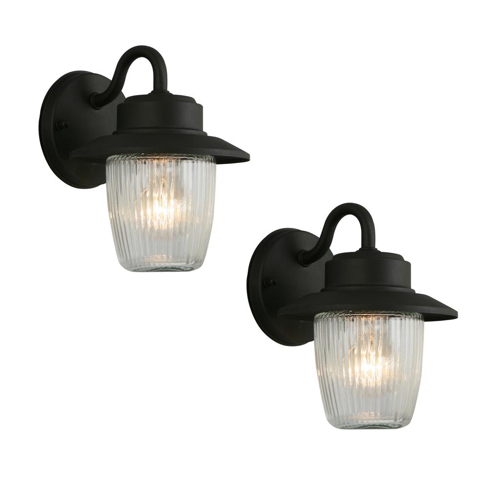 Hampton Bay 1 Light Black Outdoor Wall Lantern Sconce 2 Pack Jbo1691a 5 Blk The Home Depot - Hampton Bay Exterior Wall Lantern 2 Pack Hampton Bay 1 Light Black Outdoor Wall Lantern Sconce 2 Pack Jbo1691a 5 Blk The Home Depot - Hampton Bay Exterior Wall Lantern 2 Pack