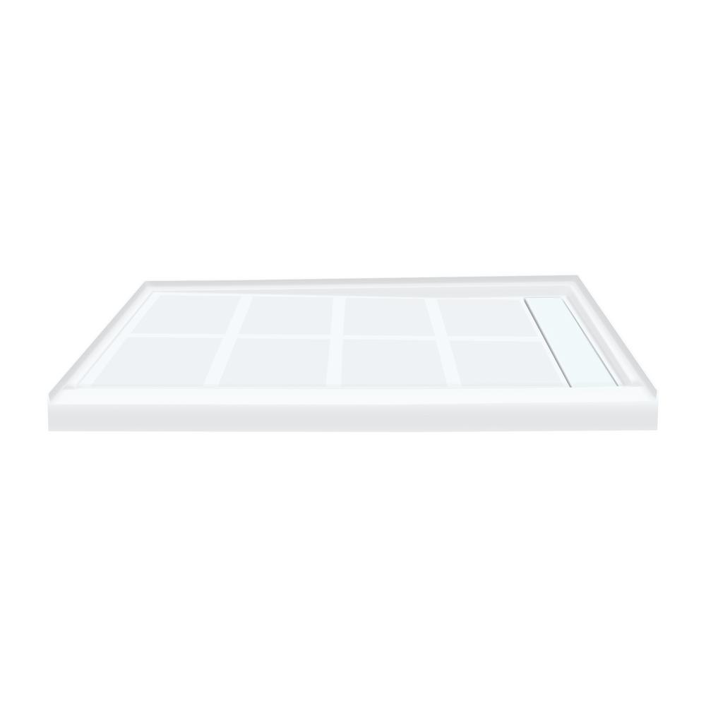 Transolid Linear 32 in. x 48 in. Single Threshold Shower Base in White