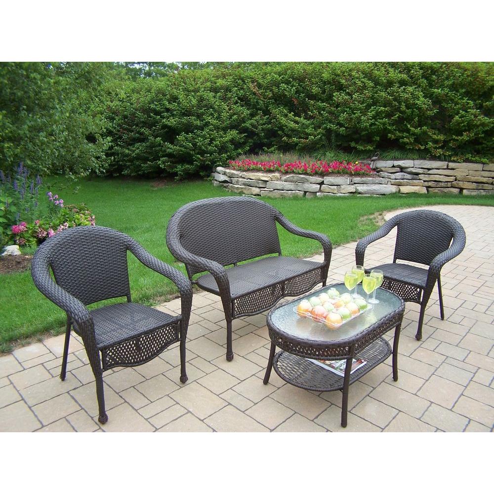 Oakland Living Elite Resin 4-Piece All-Weather Wicker ... Oakland Living Elite Resin 4-Piece All-Weather Wicker ... on Oakland Living Patio Sets id=69929
