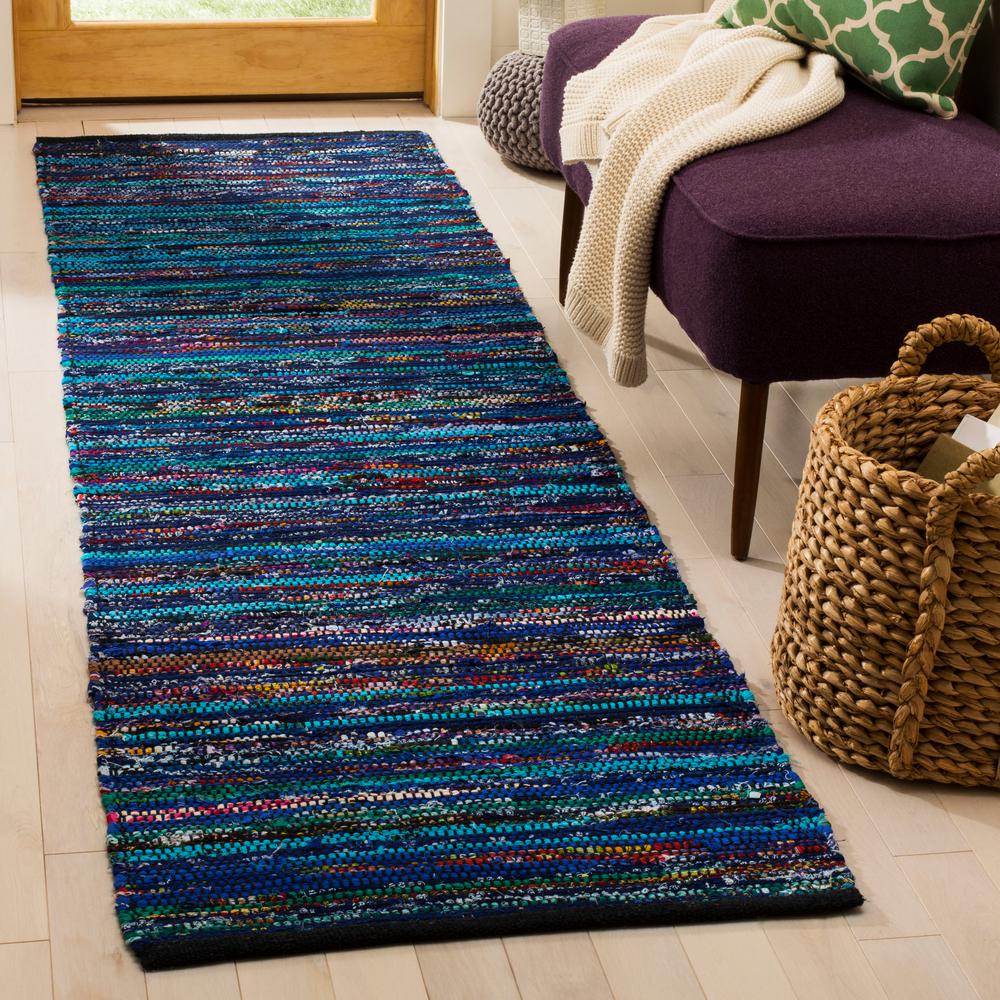 Safavieh Rag Rug Turquoise Black 2 Ft 3 In X 8 Runner Safavieh Rag Rug Turquoise Black 2 Ft