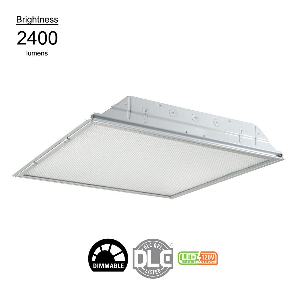 Metalux 2 Ft X 2 Ft White Integrated Led Drop Ceiling Troffer Light With 2400 Lumens 4000k