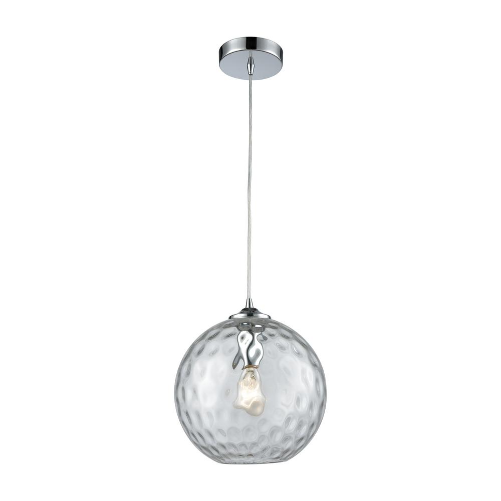 An Lighting Watersphere 1 Light Polished Chrome With Clear Hammered Gl Pendant