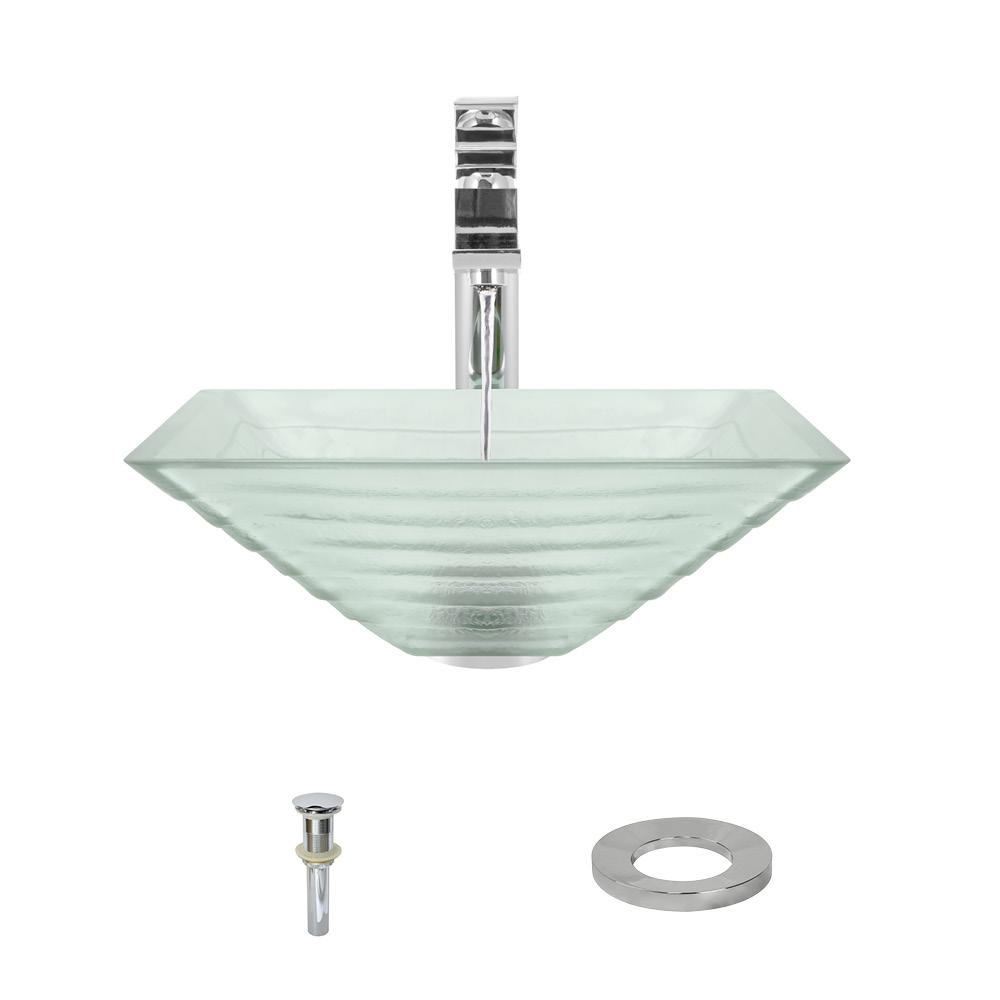 Mr Direct Glass Vessel Sink In Tiered With 721 Faucet And Pop Up