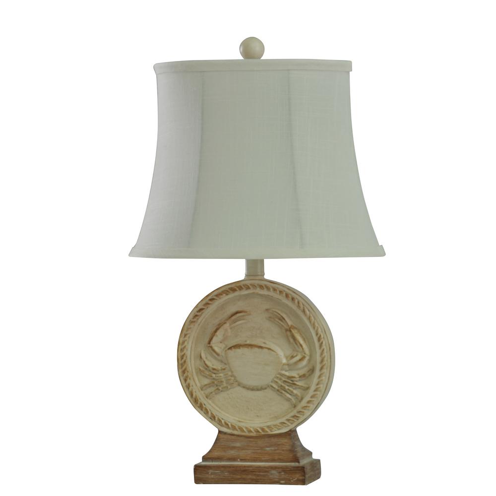 StyleCraft 23.75 in. Antique White Table Lamp with Beige Softback ...