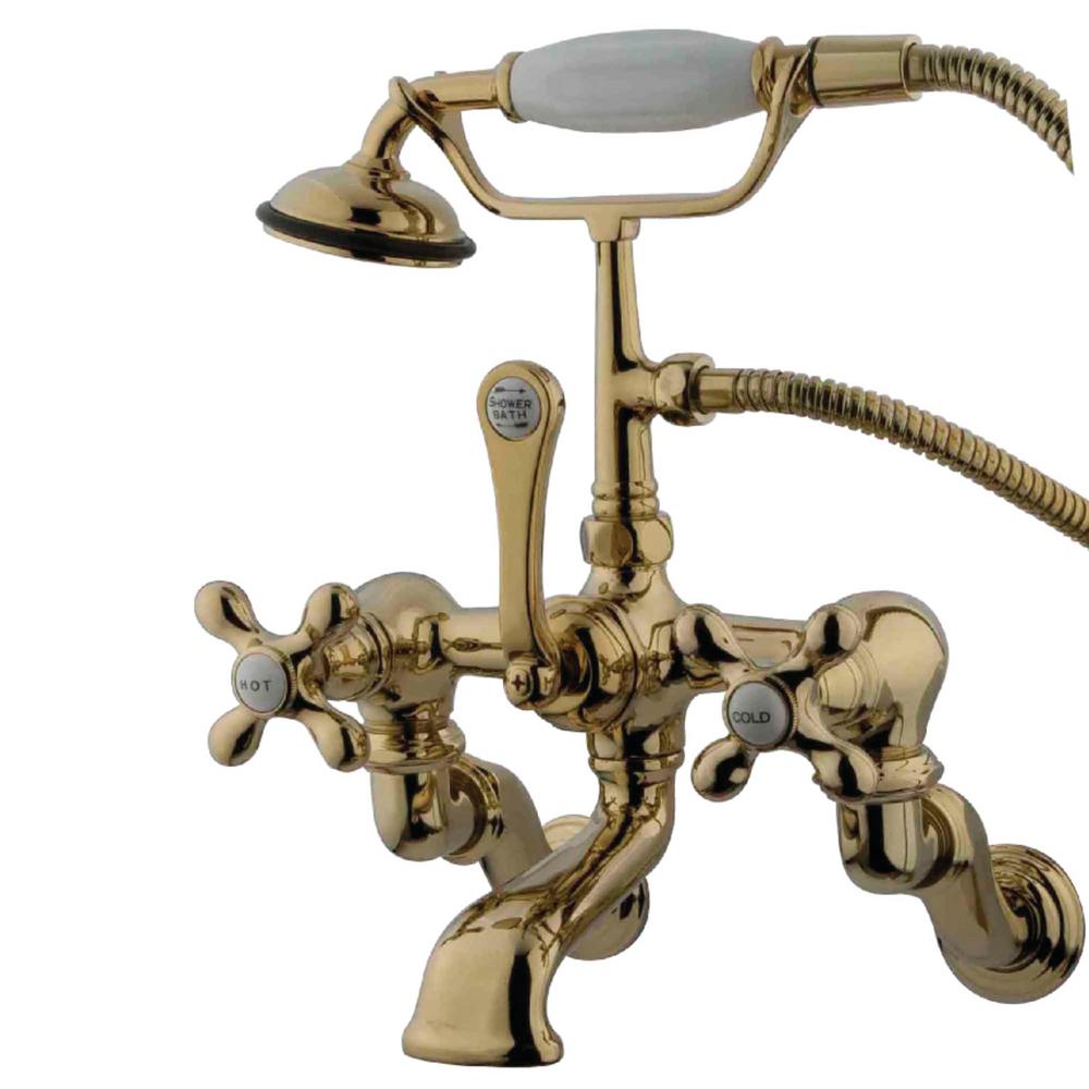 Kingston Brass Vintage Adjustable Center 3 Handle Claw Foot Tub Faucet   Polished Brass Kingston Brass Claw Foot Tub Faucets Hcc463t2 64 1000 