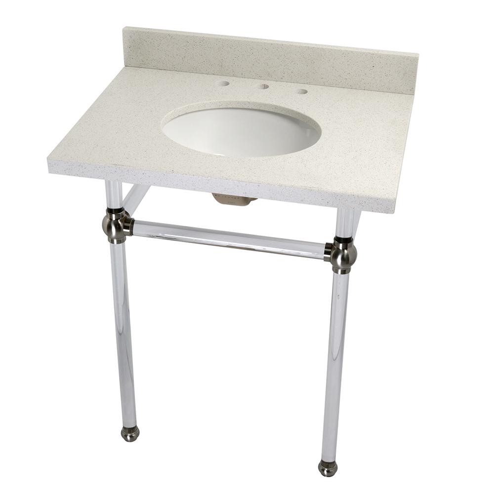 Kingston Brass Washstand 30 in. Console Table in White Quartz with