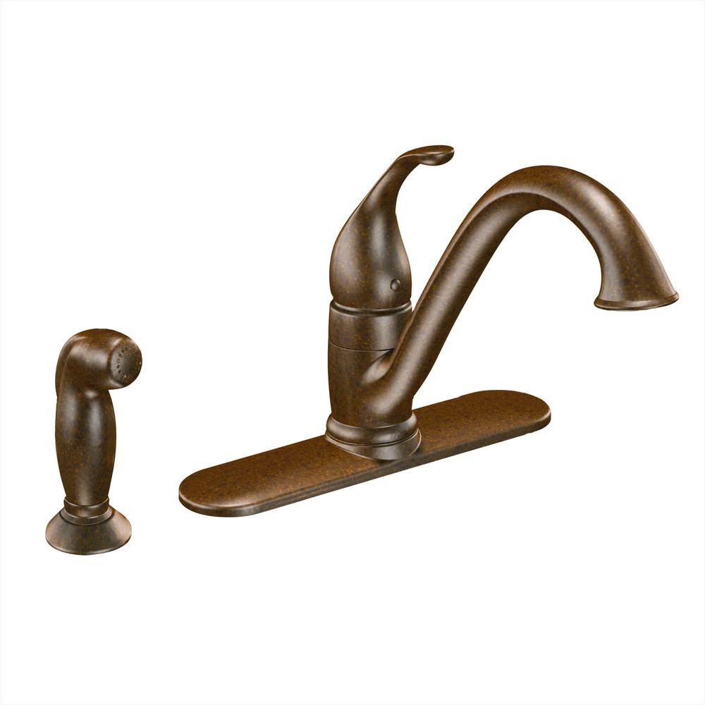 Moen Camerist Single Handle Standard Kitchen Faucet With Side Sprayer In Oil Rubbed Bronze