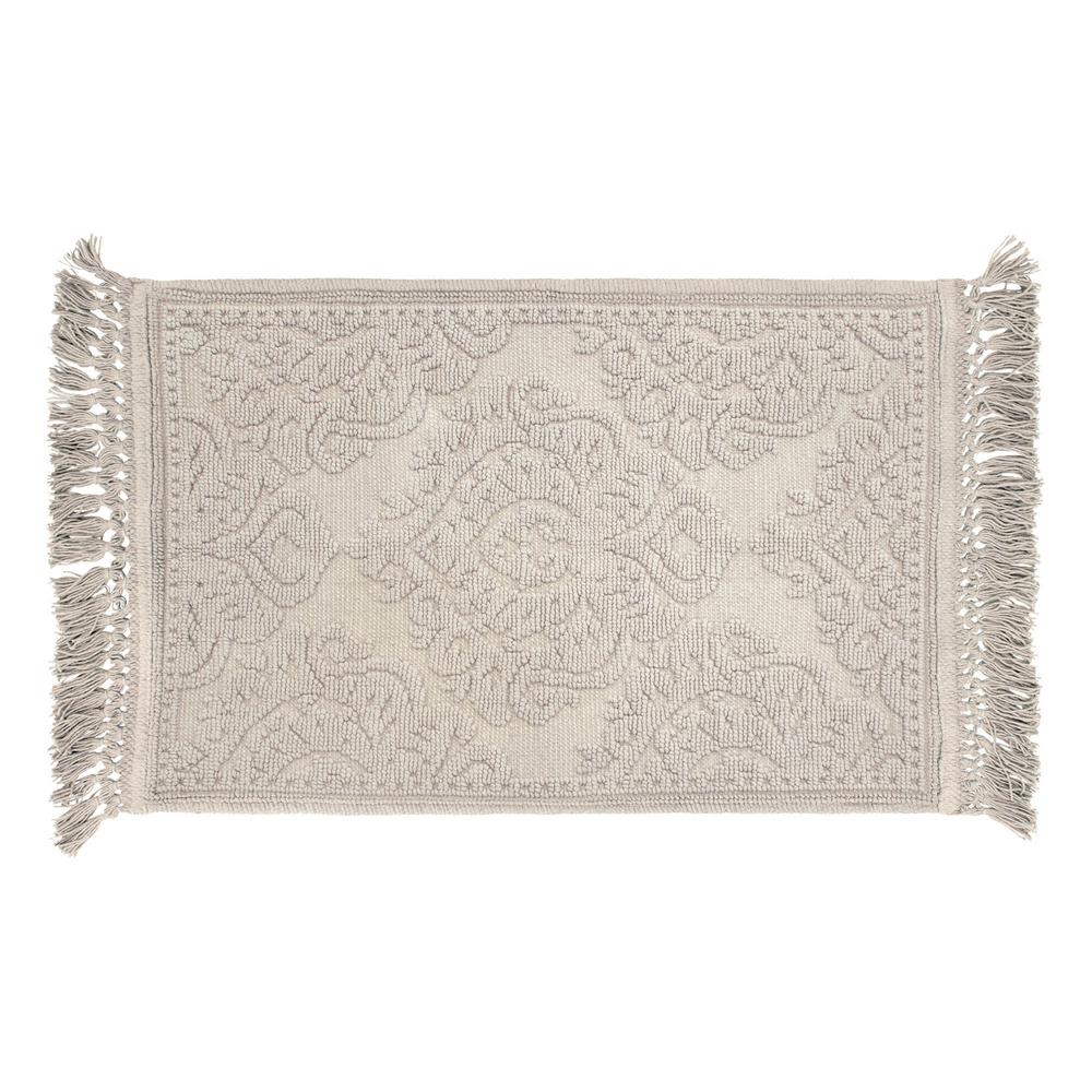 Jean Pierre Ricardo Cotton Fringe 21 in. x 34 in. Bath Rug in Light GreyYMB007494 The Home Depot