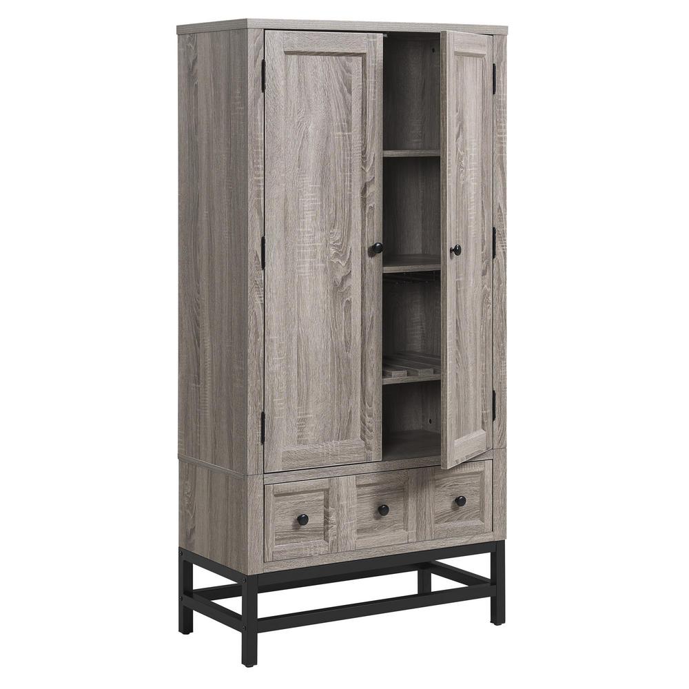 Ameriwood Home Aiken Weathered Oak Beverage Cabinet Hd94216 The