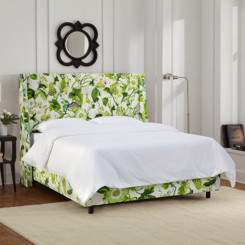 Willow Green Queen Upholstered Bed 152bedgrnjrd The Home Depot Willow Green Queen Upholstered Bed