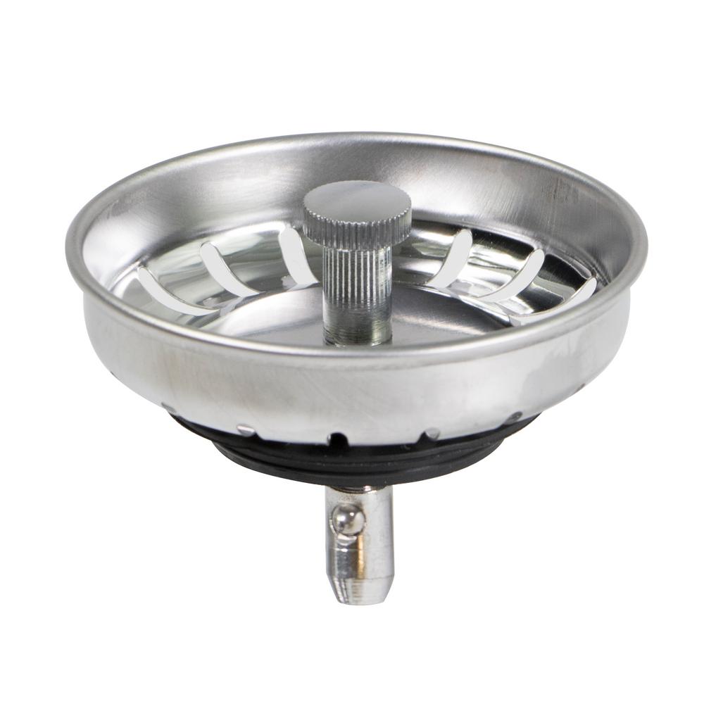 The Plumber S Choice 3 1 2 In Strainer Basket With Ball Post Replacement For Kitchen Sink Drains Stainless Steel And Rubber Stopper