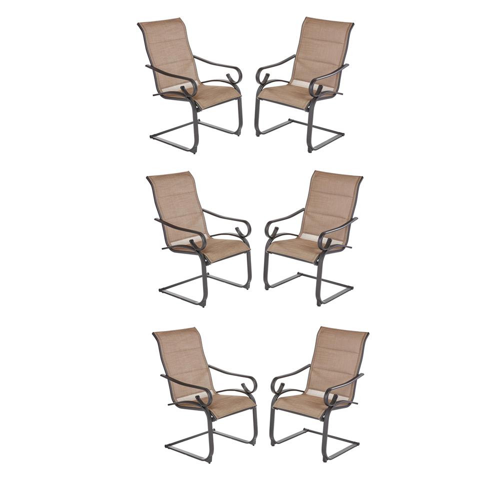 Hampton Bay Crestridge Rocking Padded Sling Spring Patio Dining Chair 6 Pack Kts60eh 6 The Home Depot