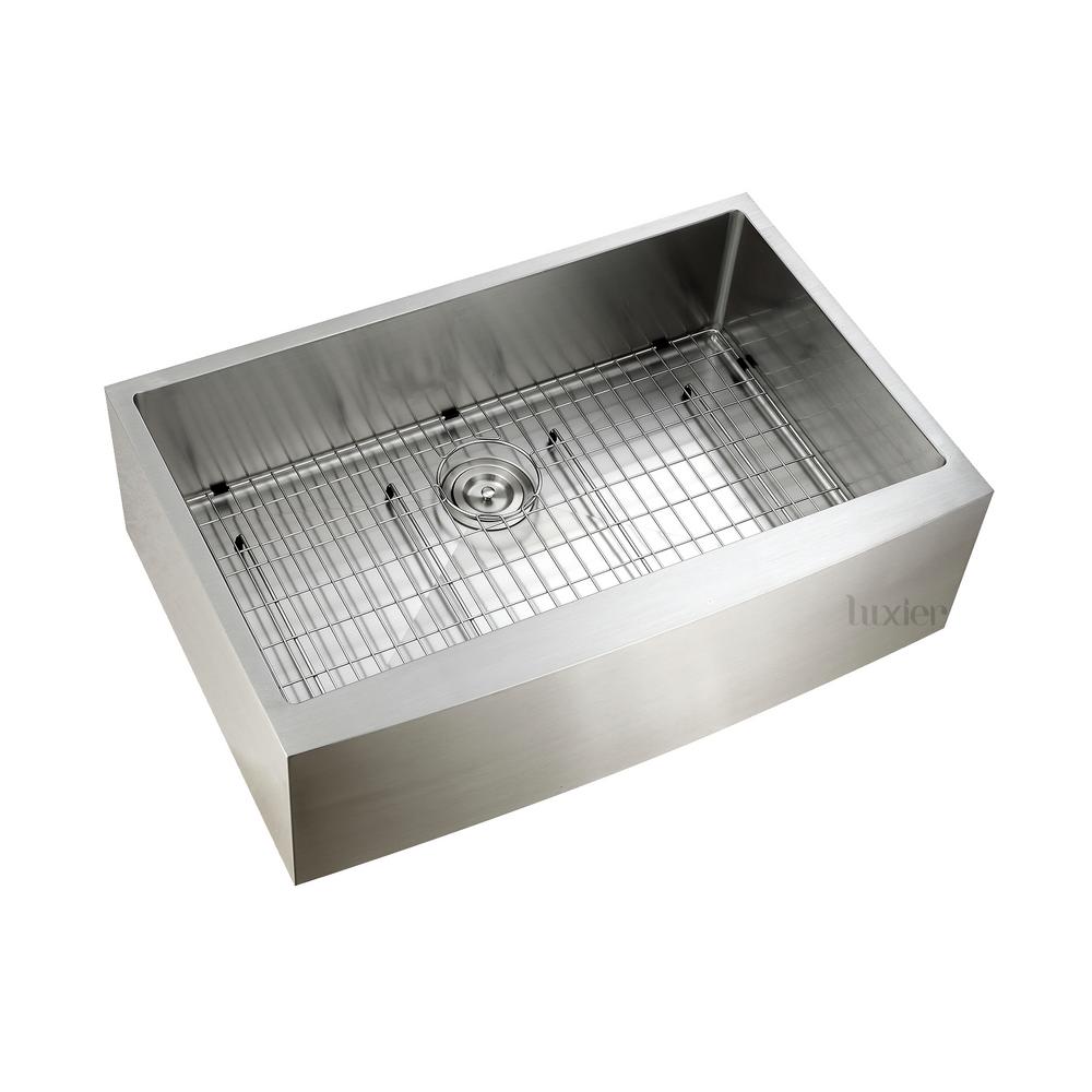 Luxier Handmade Farmhouse Apron Front Stainless Steel 33 In