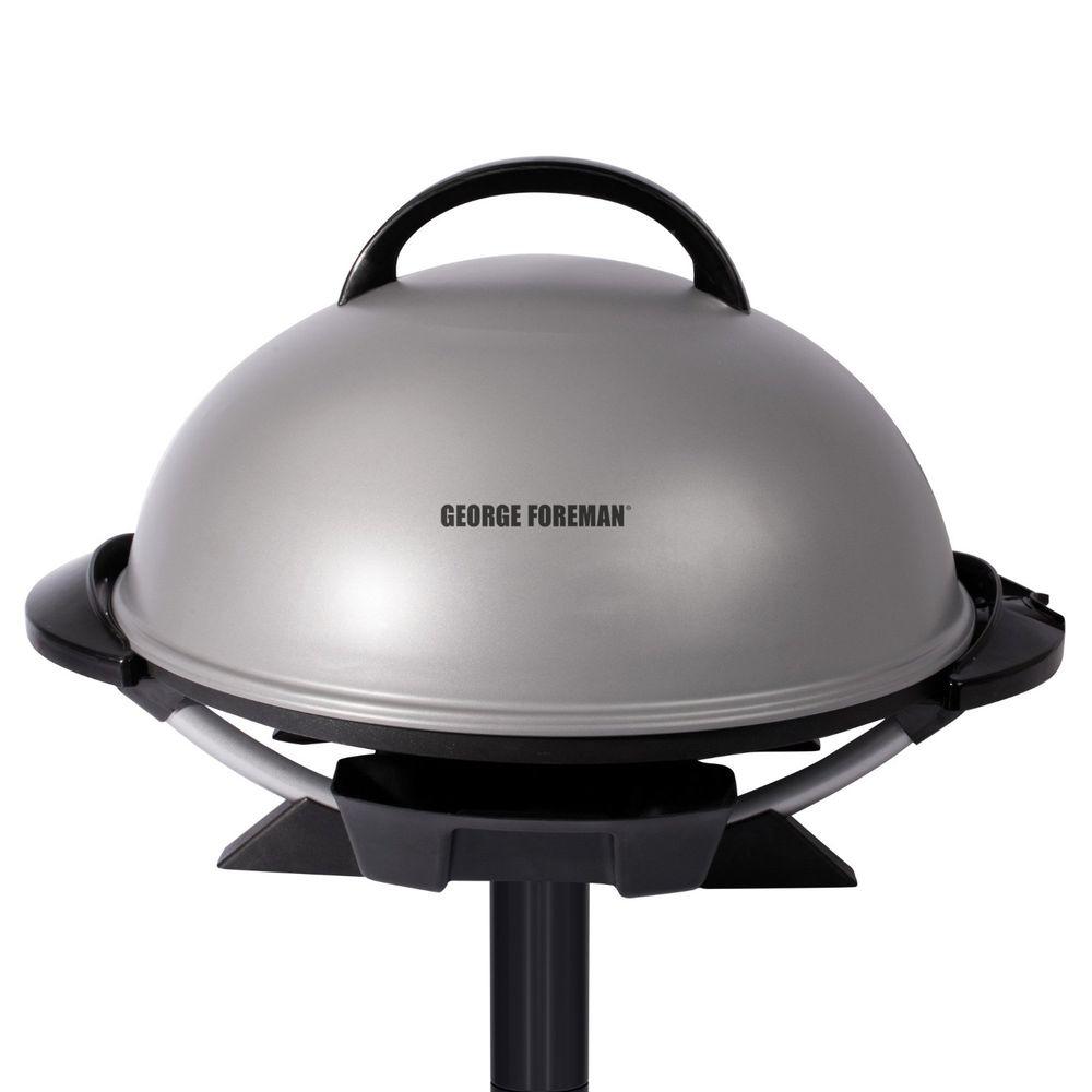 George Foreman The Home Depot Indoor Outdoor Electric Grill In Platinum