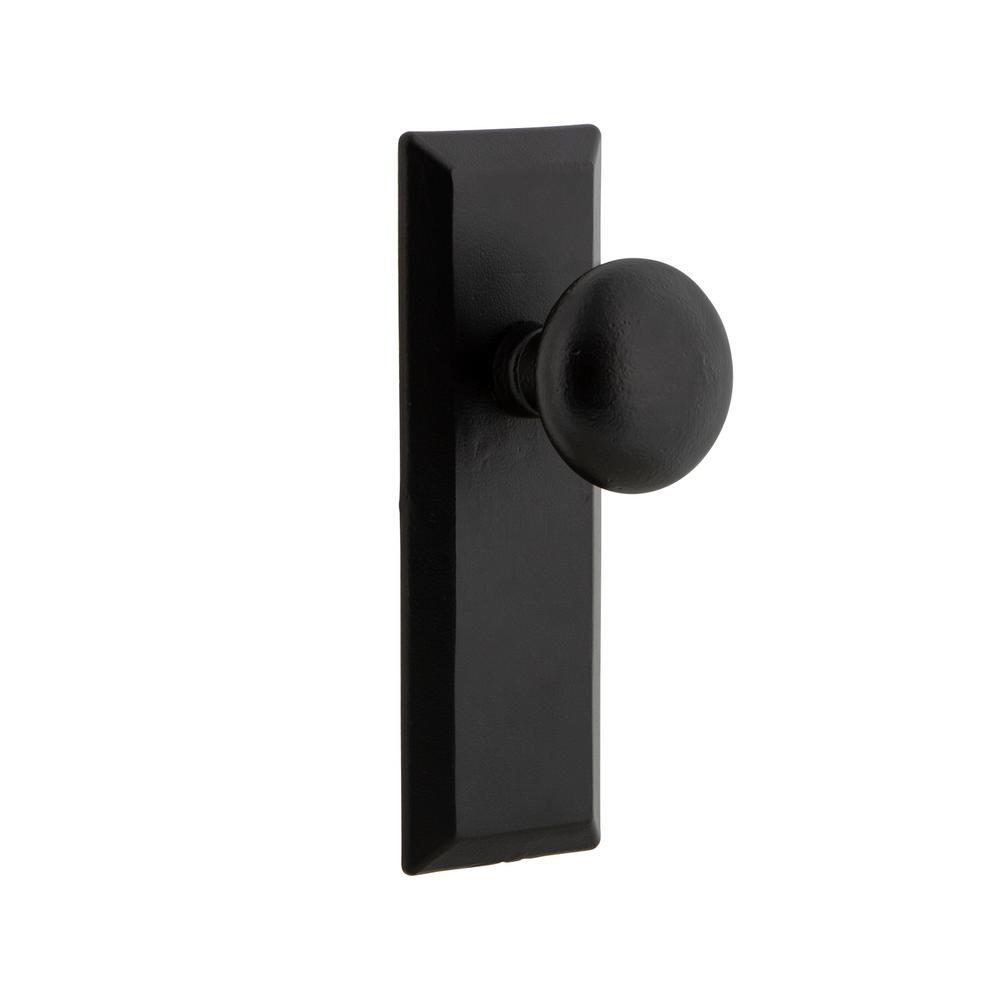 Keep Plate Black Iron Double Dummy with Keep Door Knob657317 The